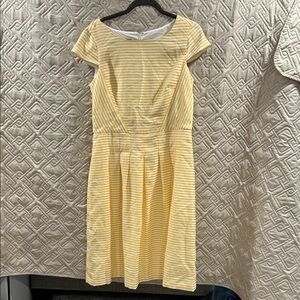 Anne Klein Yellow and White Striped Midi Dress